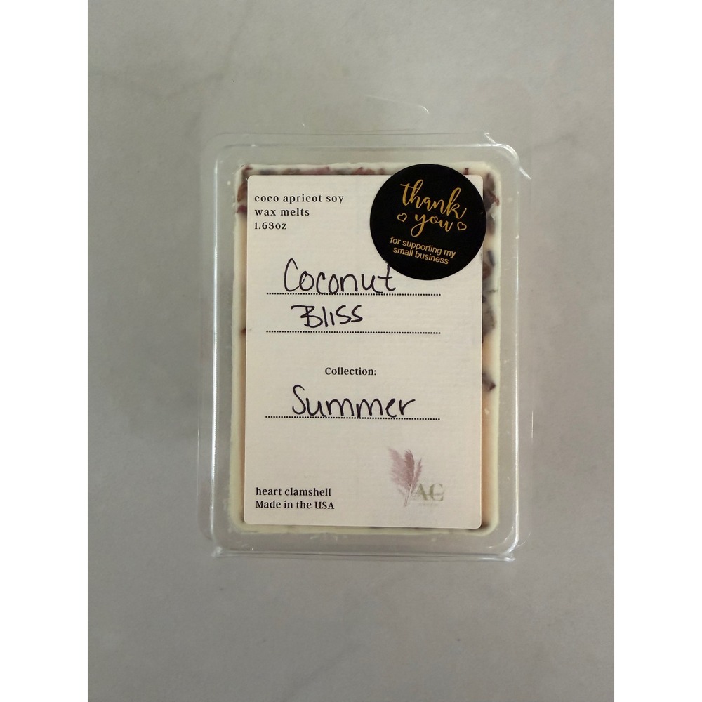 Coconut‎ Bliss Coco Apricot Soy Wax Melts Summer Collection Heart Clamshell